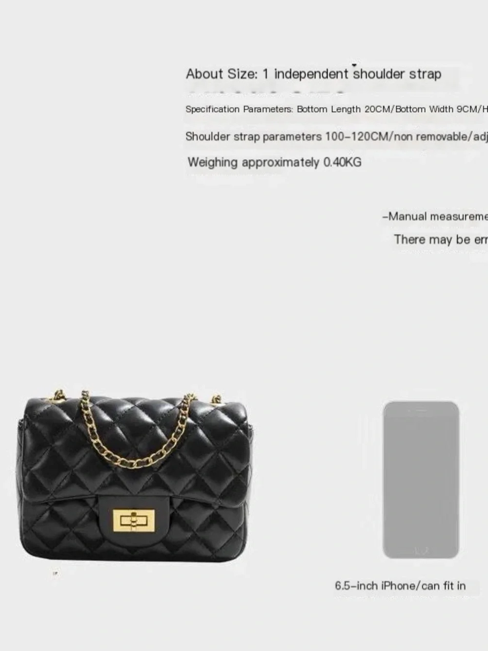 Black Quilted Shoulder Bag with Gold Chain